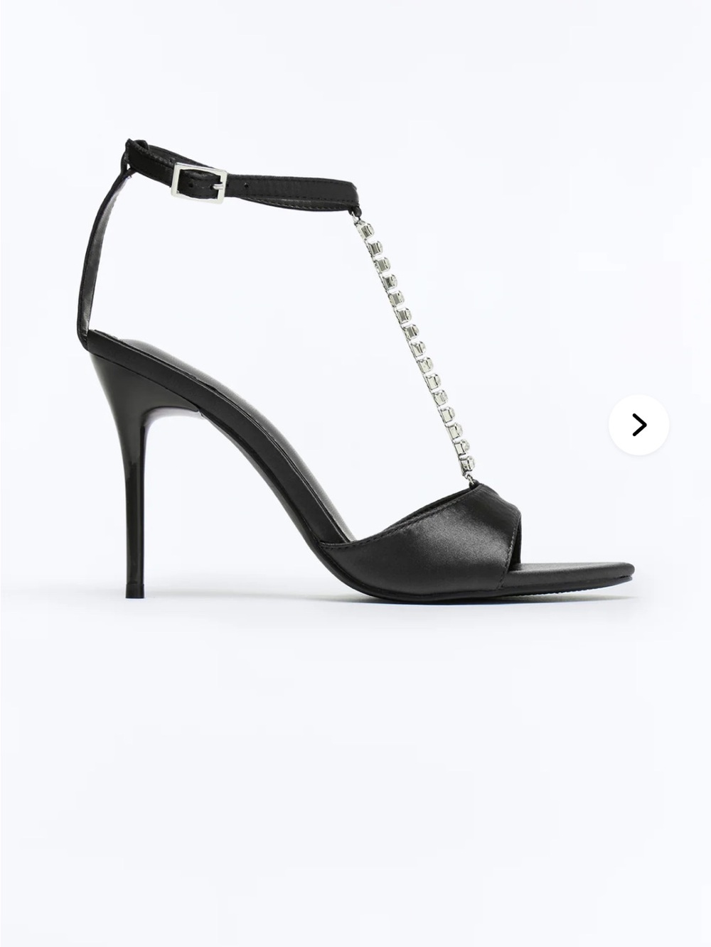 New, Sexy, Black T-Strap Crystal Accent High Heel Sandals, In Box, Size 6